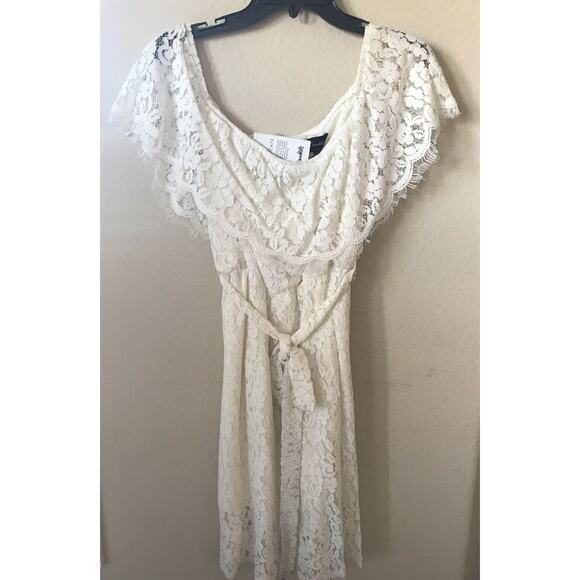 Bardot Sienna Popover Floral Lace Overlay Off The Shoulder Lined Dress Size 6 - Picture 4 of 6